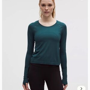 NWT lululemon Swiftly Tech Long-Sleeve Shirt 2.0 Race, Teal, Size 4